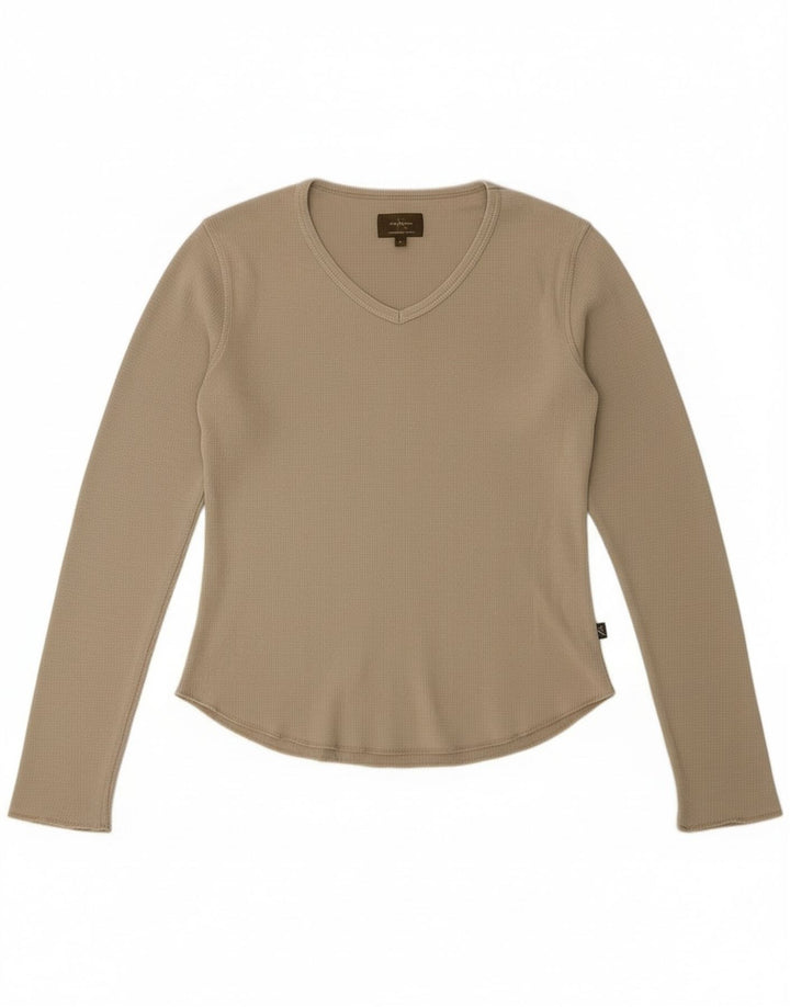 Calvin Klein Top feminino manga comprida UK 14 algodão verde médio