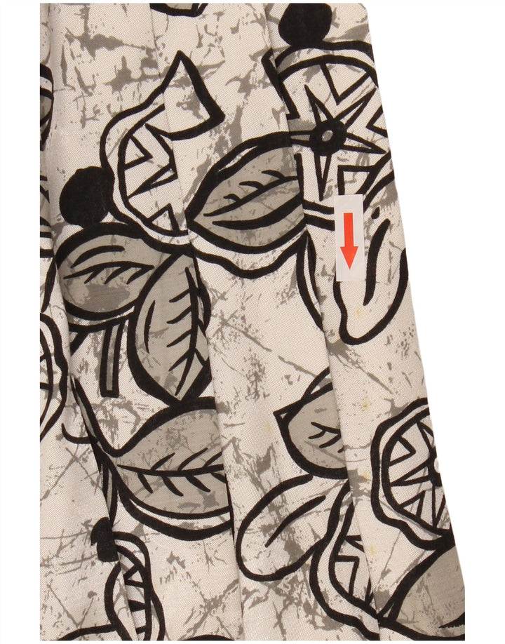 Saia feminina vintage midi plissada W29 médio floral branco
