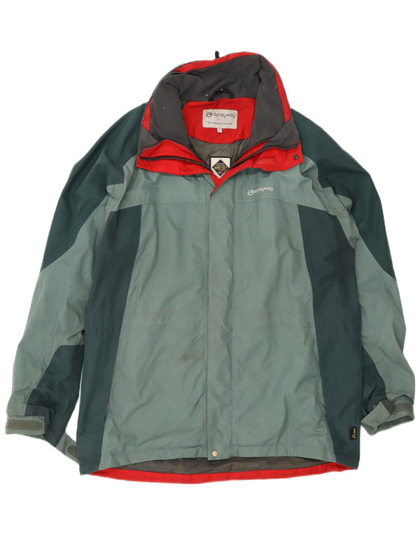 Jaqueta de chuva masculina Sprayway Gore-Tex UK 40 grande verde colorblock poliamida
