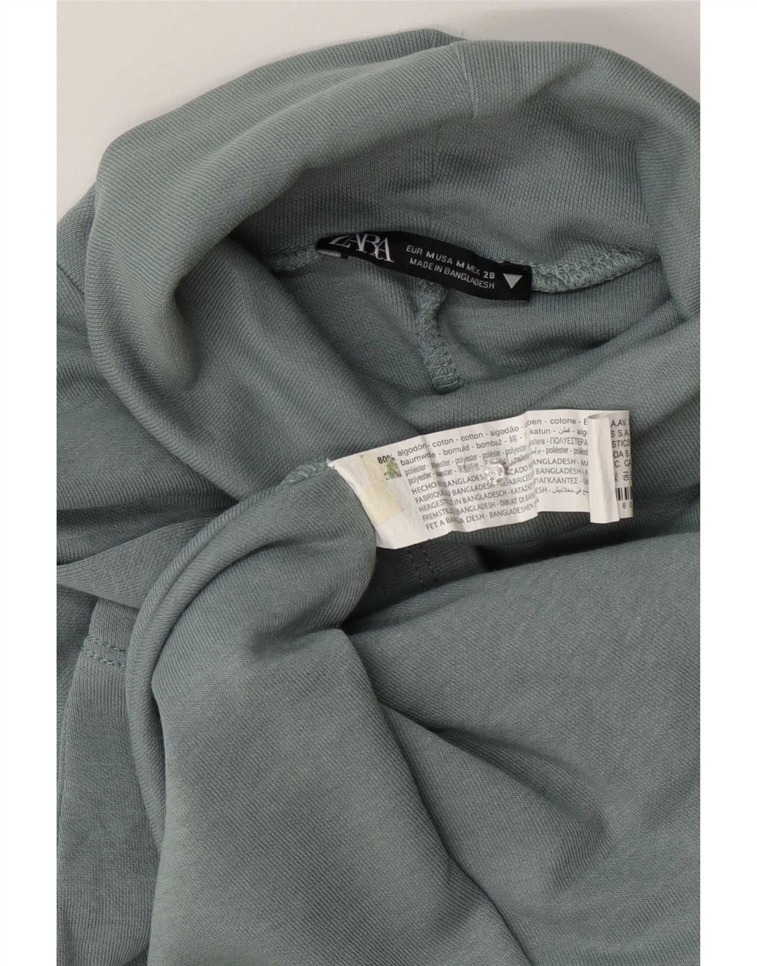 Vestido feminino Zara manga 1/2 manga UK 14 algodão azul médio