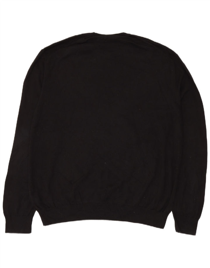 Suéter masculino Marks & Spencer com gola redonda 4XL algodão preto