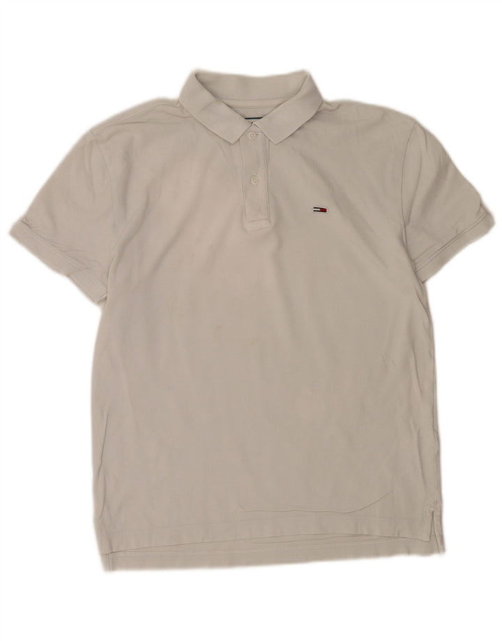 Camisa polo masculina Tommy Hilfiger pequena algodão branco