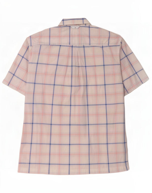 Tommy Hilfiger Camisa masculina de manga curta pequena de algodão xadrez branco