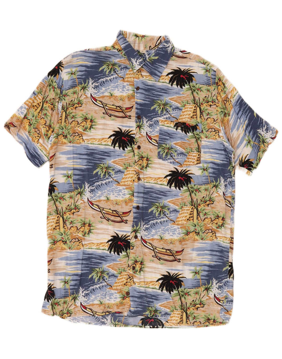Camisa masculina de manga curta Randy River tamanho 39/40 azul médio viscose havaiana
