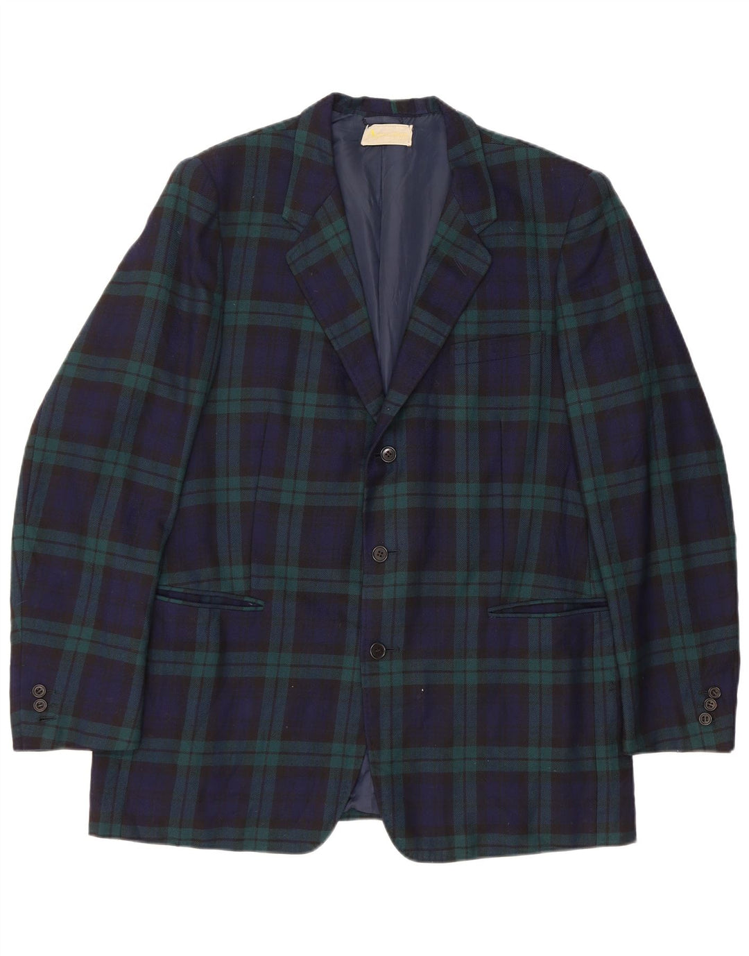 Jaqueta Blazer Masculina AQUASCUTUM com 3 Botões Reino Unido 40 Grande Azul Marinho Xadrez