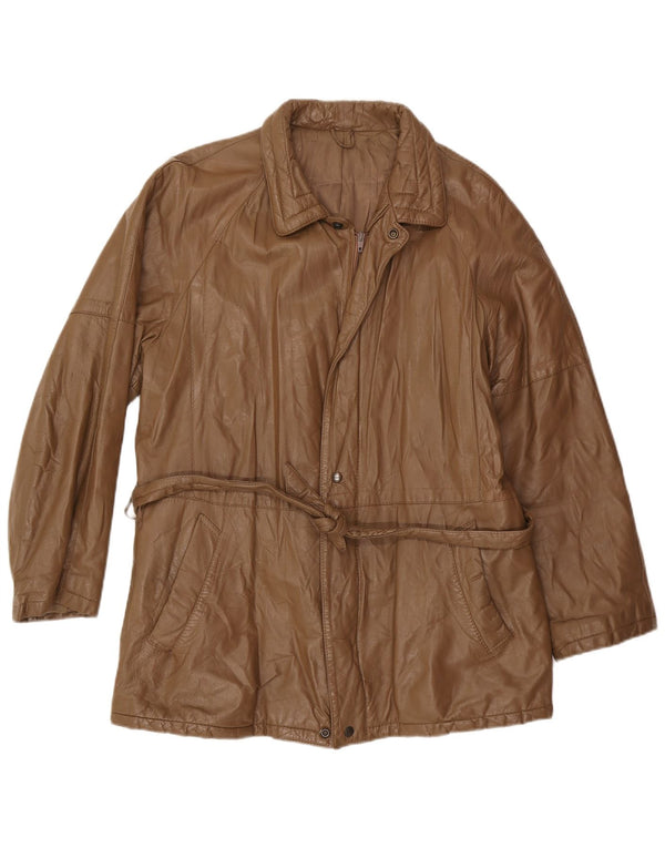Jaqueta de couro masculina vintage IT 52 XL marrom