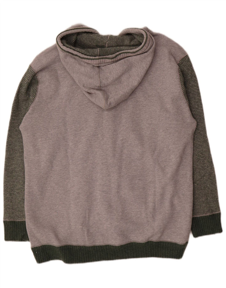 Kappa Suéter masculino com capuz e zíper grande cinza colorblock lã