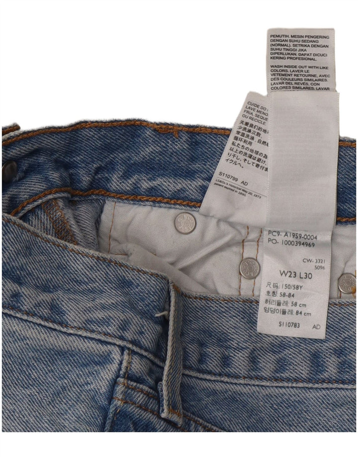 Calça Jeans Levis Feminina 501 Distressed Straight W23 L30 Azul Algodão