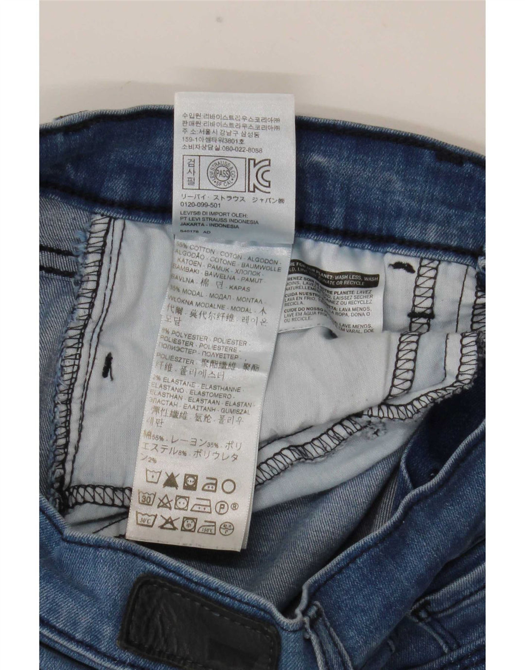 Jeans skinny feminino Levi's W28 L30 algodão azul