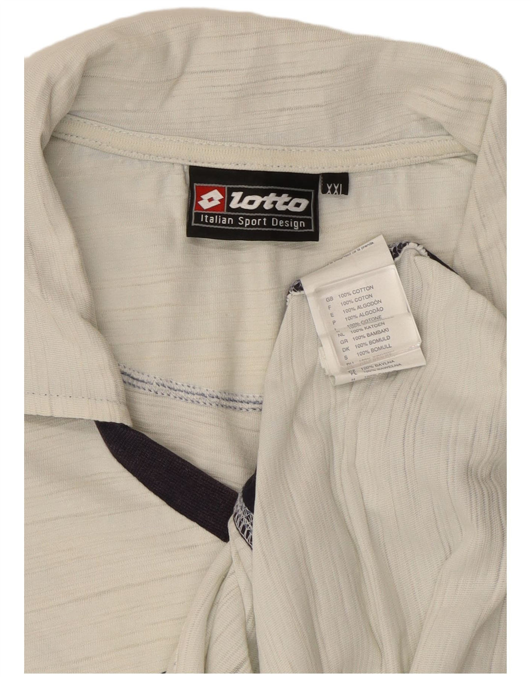 Camisa polo masculina gráfica Lotto 2XL algodão colorblock branco