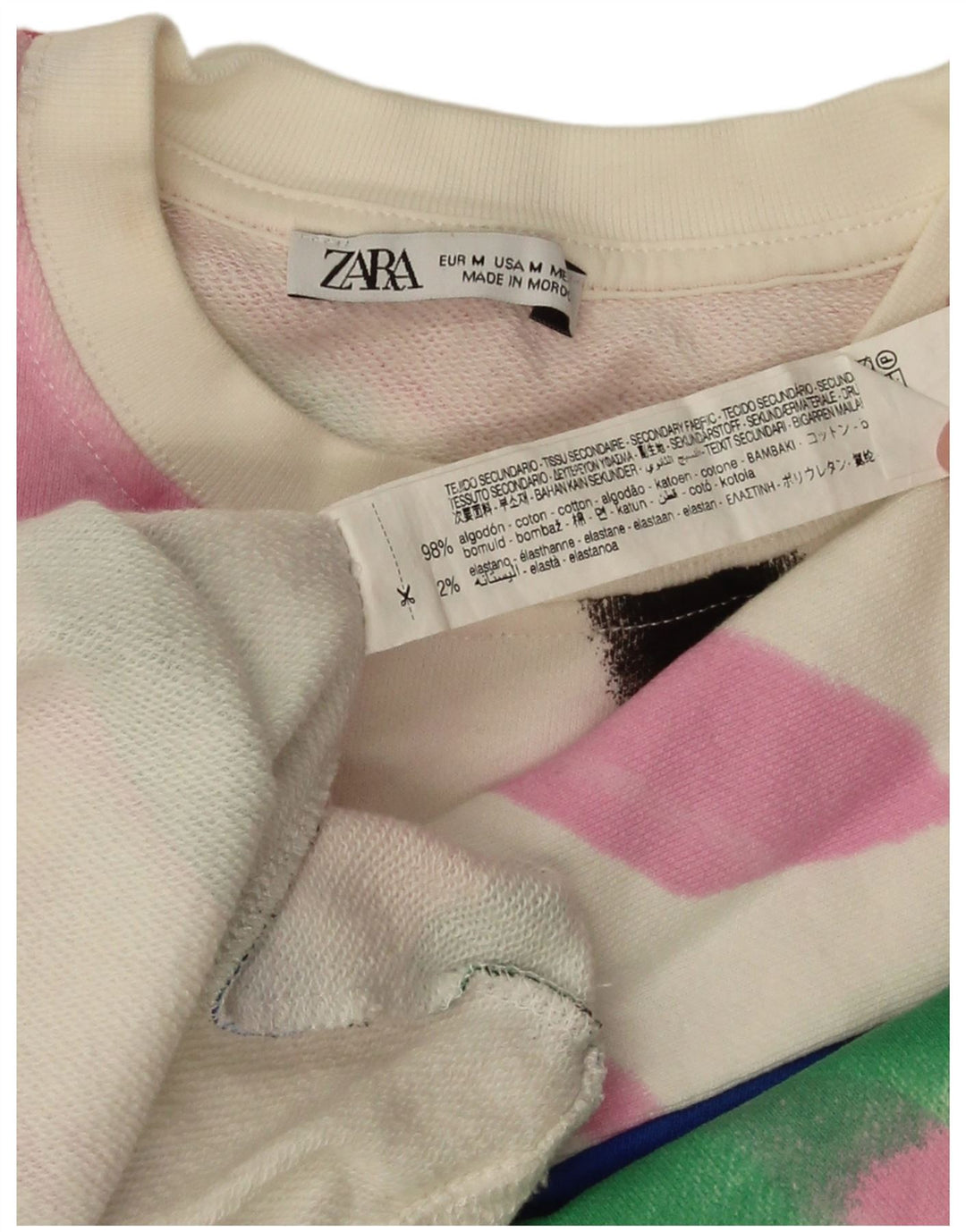 Zara moletom feminino gráfico oversized jumper Reino Unido 14 médio branco floral