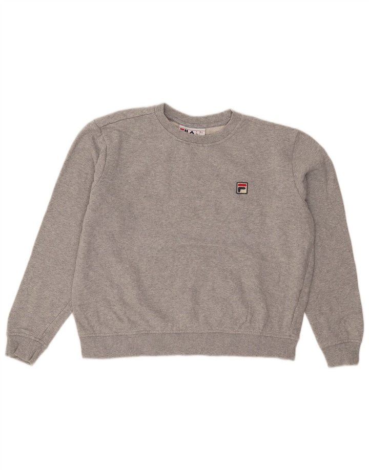 Fila moletom feminino jumper UK 16 grande algodão cinza