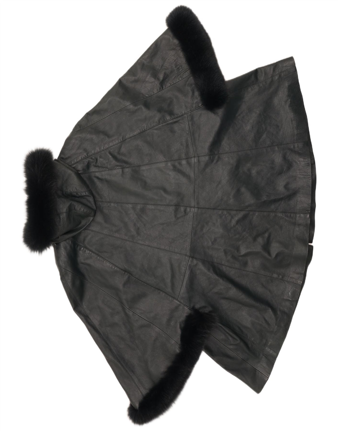 Casaco poncho feminino de couro com capuz SAKI Reino Unido 10 couro verde pequeno