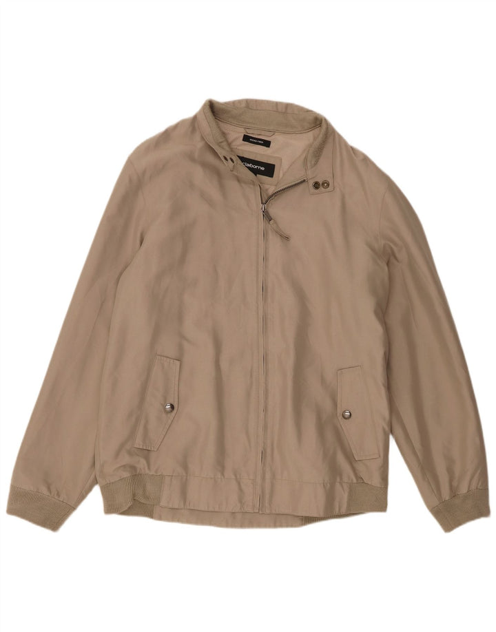 Jaqueta bomber masculina vintage UK 40 poliéster bege grande