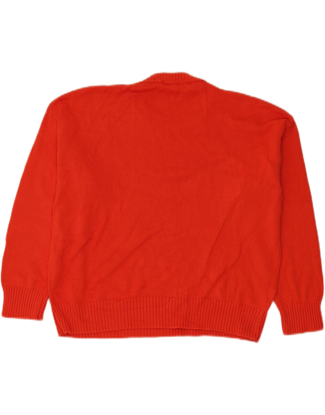 Suéter feminino Benetton com gola redonda grande, Reino Unido 14, algodão vermelho médio