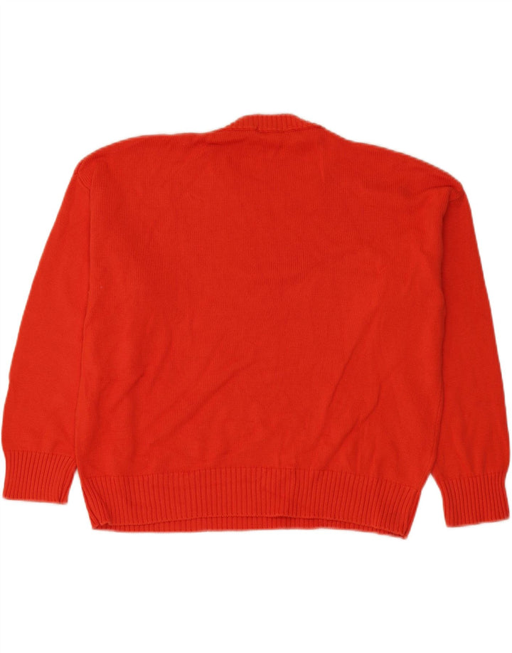 Suéter feminino Benetton com gola redonda grande, Reino Unido 14, algodão vermelho médio