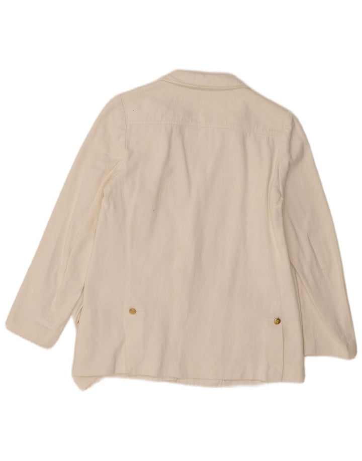 Yves Saint Laurent Womens Denim 2 Button Blazer Jacket UK 10 Small White