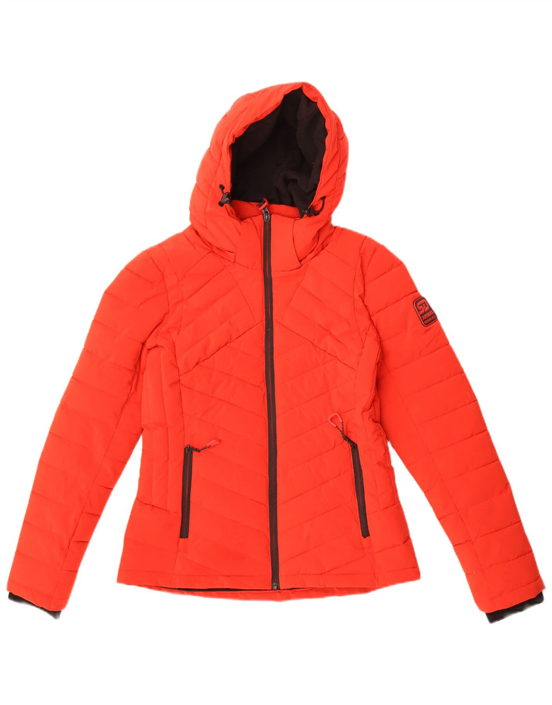 Jaqueta acolchoada com capuz feminina Superdry UK 8 poliéster vermelho pequeno