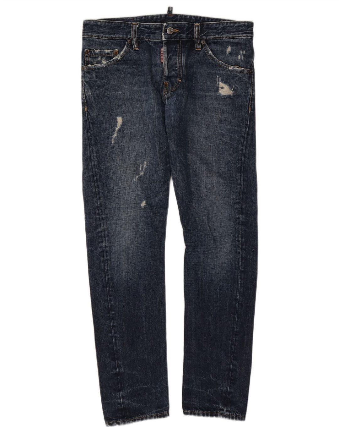 Calça jeans feminina Dsquared desgastada IT 46 grande W32 L29 algodão azul
