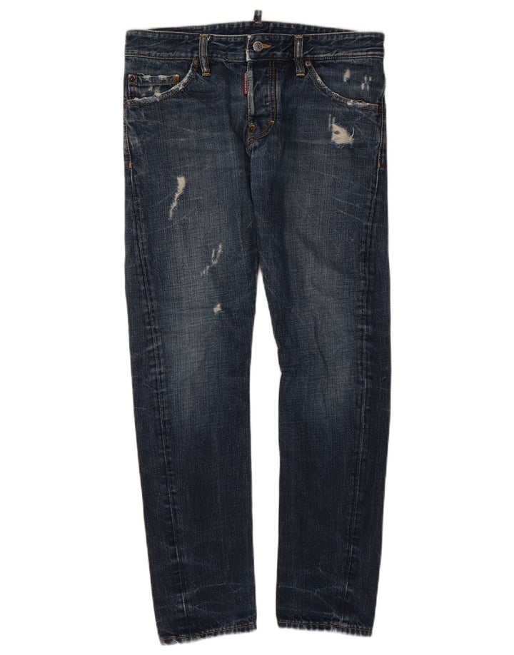 Calça jeans feminina Dsquared desgastada IT 46 grande W32 L29 algodão azul