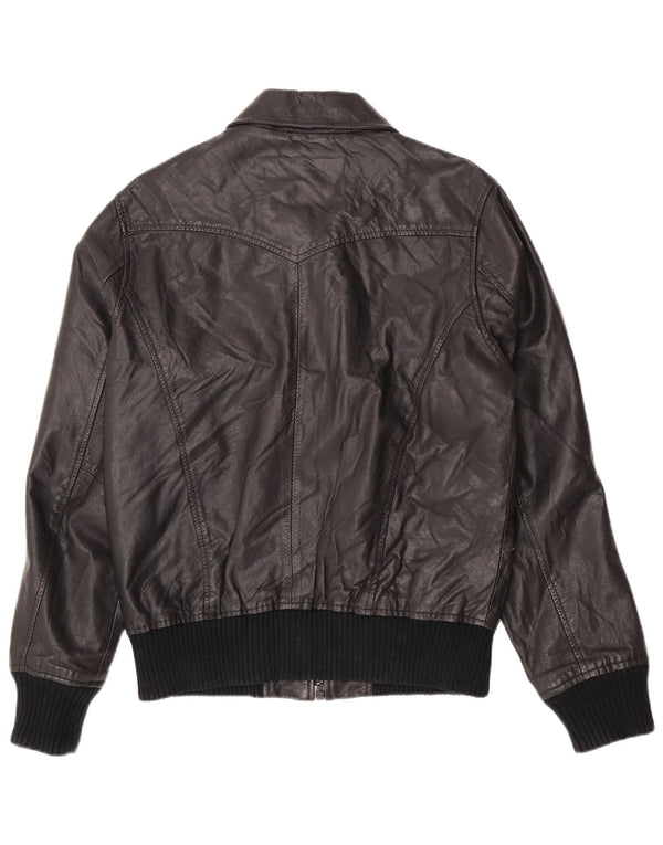Jaqueta de couro masculina Jack & Jones UK 36 pequena preta