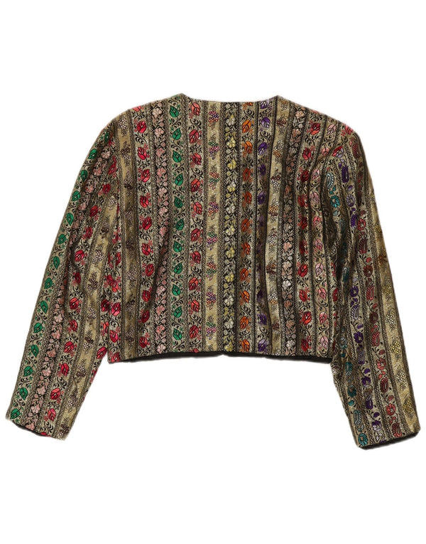 Jaqueta blazer feminina vintage com 5 botões Reino Unido 12 floral multicolorido médio