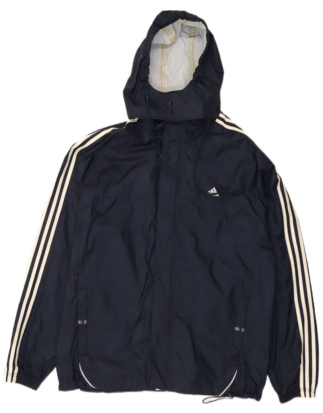 ADIDAS Mens Hooded Rain Jacket UK 40 Grande Azul Marinho Nylon