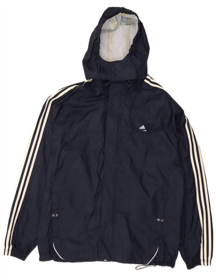 ADIDAS Mens Hooded Rain Jacket UK 40 Grande Azul Marinho Nylon