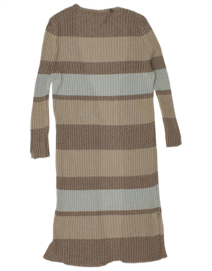 Suéter cardigã feminino Zara Longline UK 12 médio listrado multicolorido