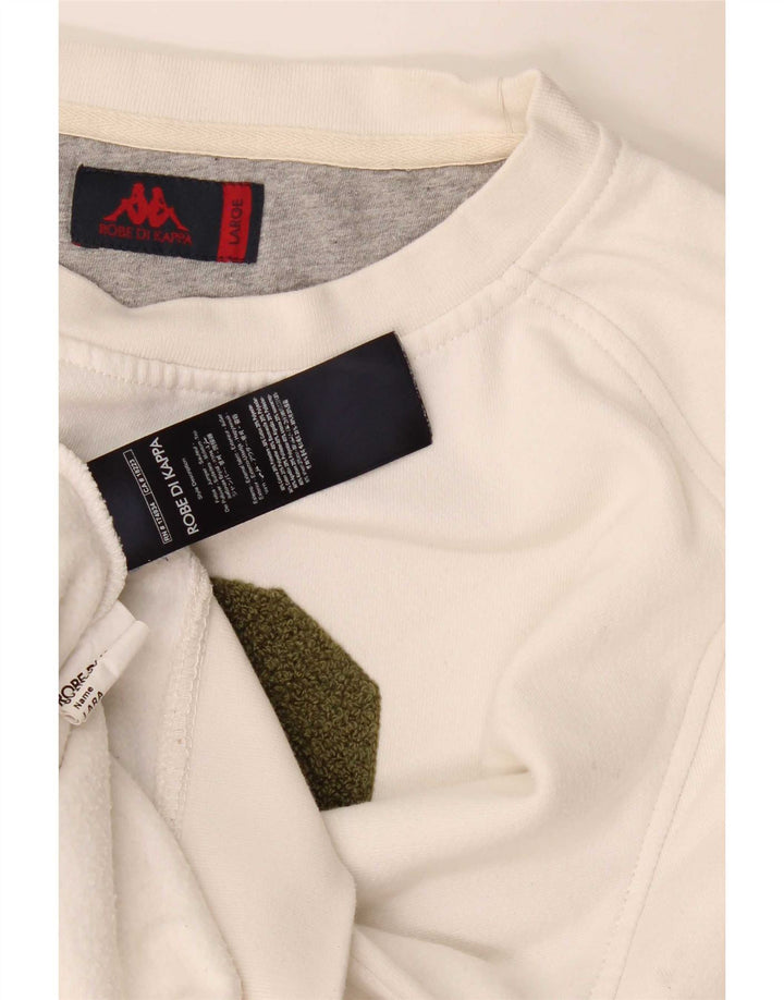 Kappa moletom feminino gráfico jumper UK 16 grande algodão branco