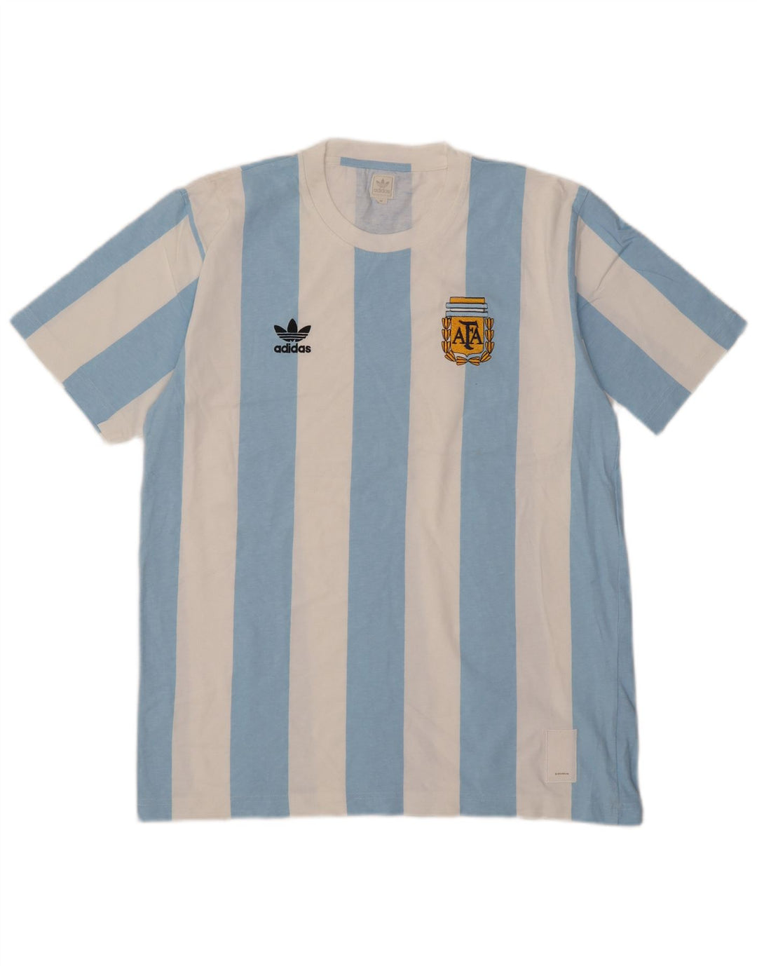 Adidas Mens Graphic T-Shirt Top Médio Azul Listrado Algodão