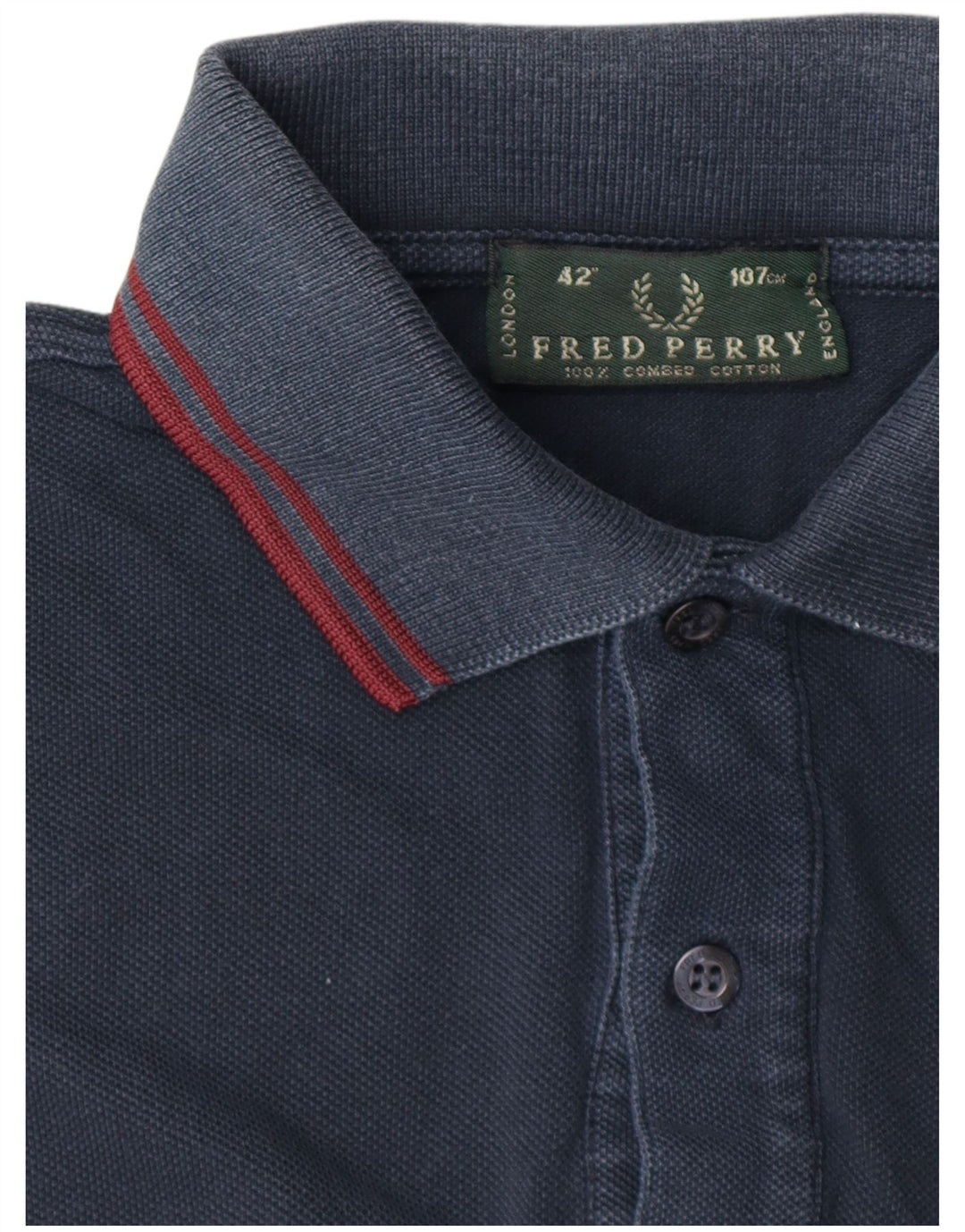 Camisa polo masculina de manga comprida Fred Perry de algodão azul marinho médio