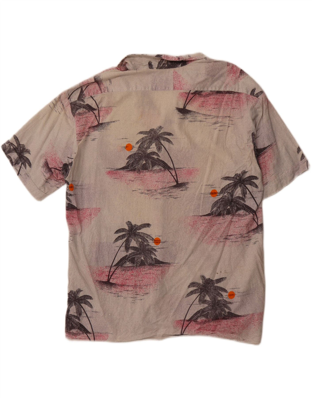 Camisa masculina havaiana de manga curta VINTAGE de algodão floral bege grande