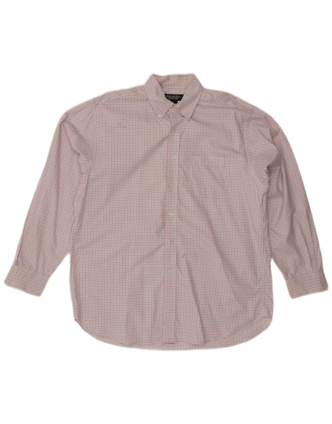Camisa masculina BROOKS BROTHERS grande algodão xadrez rosa