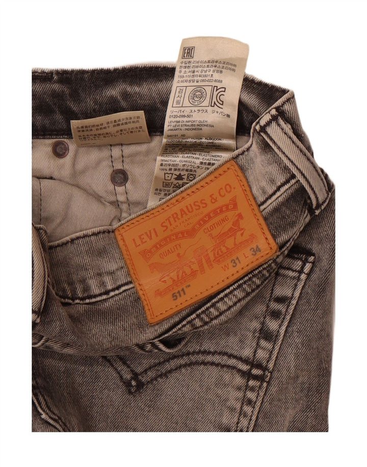 LEVI'S Masculino 511 Slim Jeans W31 L28 Algodão Cinza
