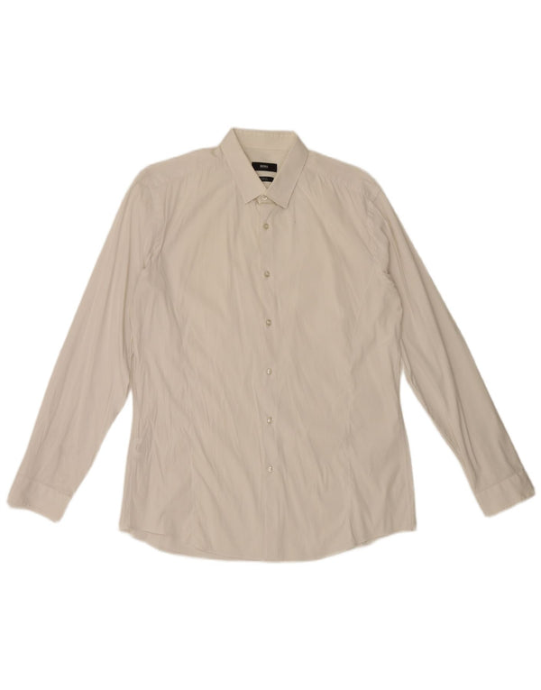 Camisa masculina Hugo Boss Slim Fit tamanho 42 grande algodão branco