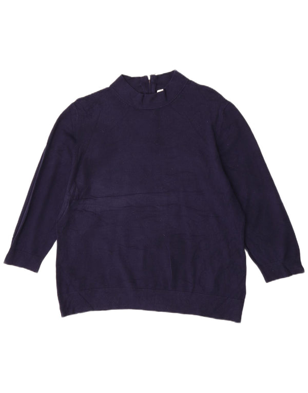 Suéter feminino John Lewis manga 3/4 com gola redonda Reino Unido 18 XL azul marinho