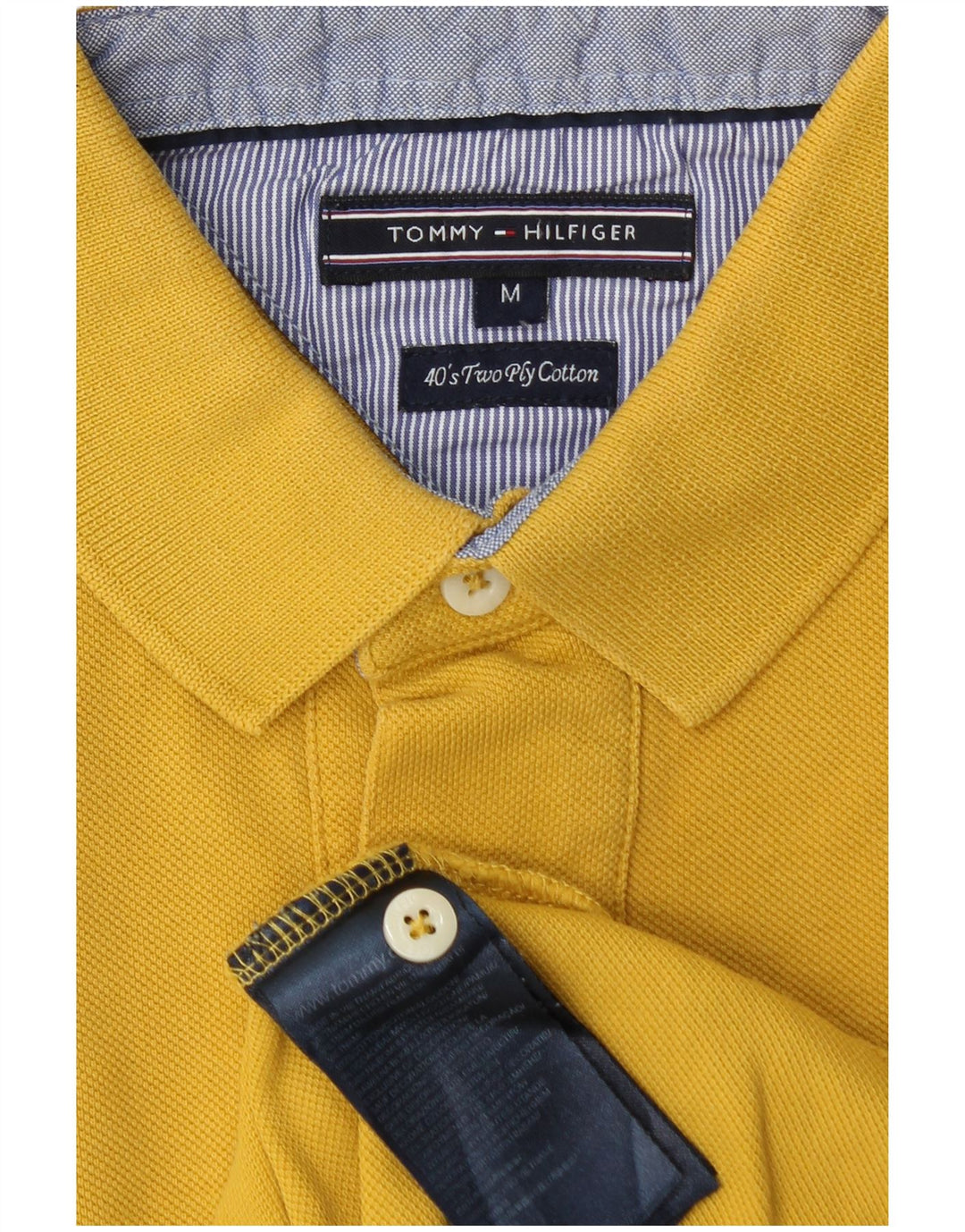 Camisa polo masculina Tommy Hilfiger algodão amarelo médio