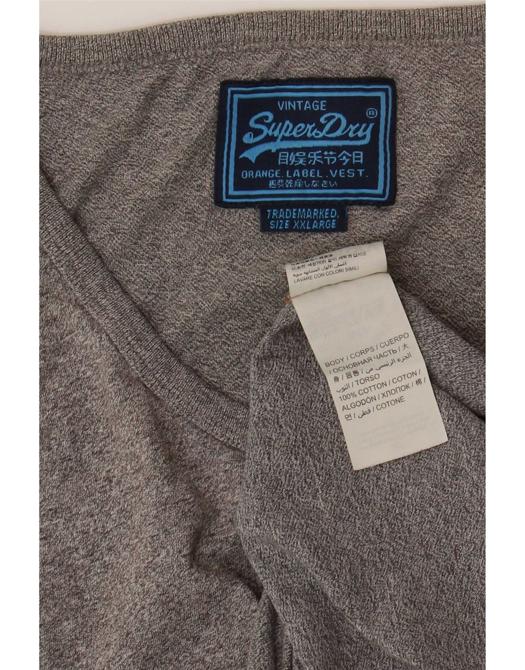 Colete masculino Superdry 2XL algodão manchado azul