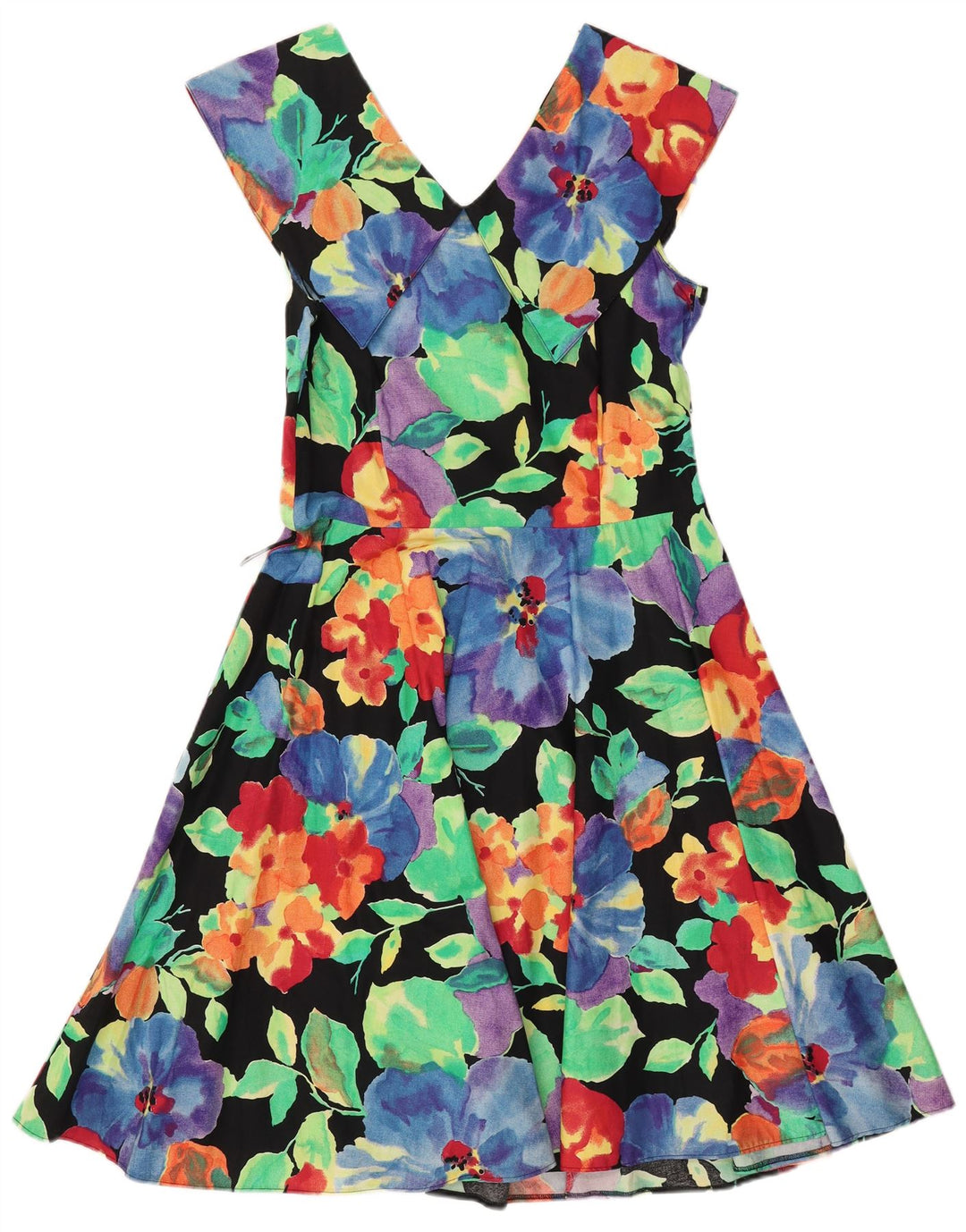 VINTAGE Womens Sleeveless A-Line Dress EU 40 Medium Multicoloured Floral