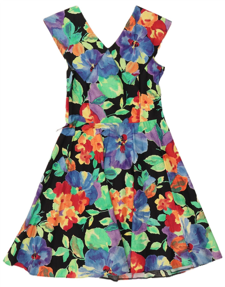 VINTAGE Womens Sleeveless A-Line Dress EU 40 Medium Multicoloured Floral