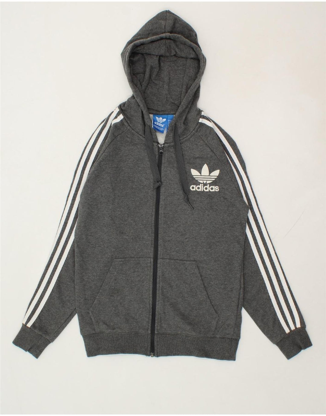 ADIDAS Mens Zip Hoodie Sweater Small Grey Cotton Vintage Adidas and Second-Hand Adidas from Messina Hembry 