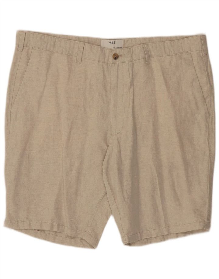 Shorts Chino Masculino Marks & Spencer W40 XL Linho Bege