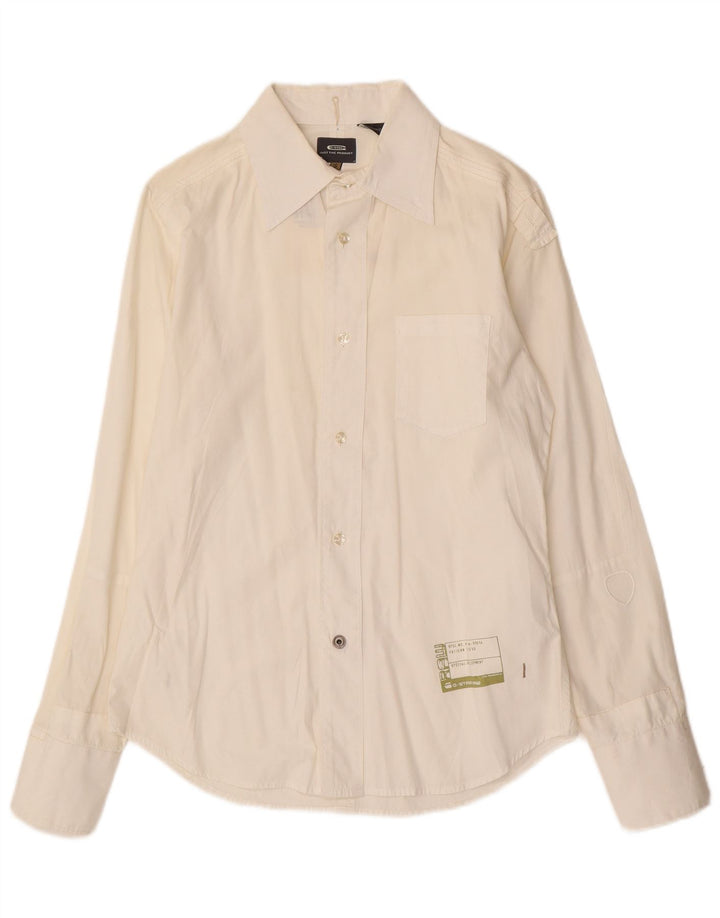 Camisa masculina G-Star pequena de algodão branco