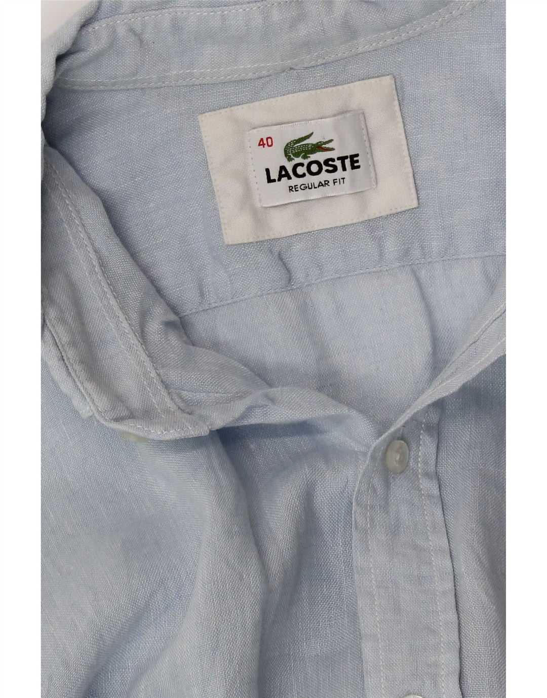 Camisa masculina Lacoste Regular Fit tamanho 40 linho azul médio