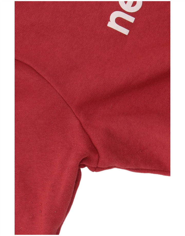 New Balance Mens Graphic Moletom Jumper Pequeno Algodão Vermelho