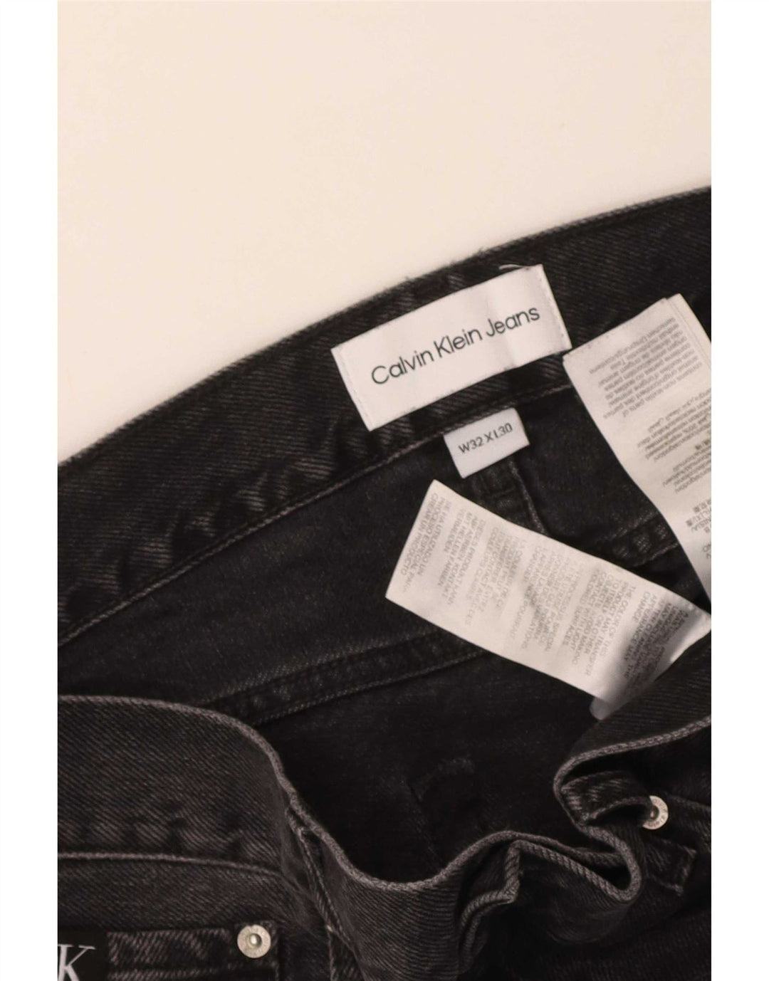 Calça jeans reta masculina Calvin Klein W32 L30 algodão preto