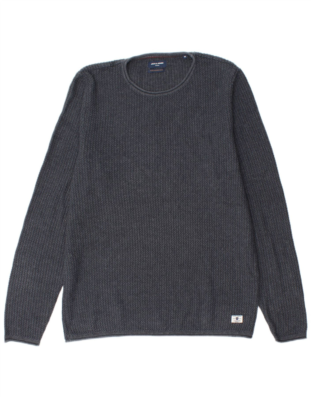 Suéter masculino Jack & Jones com gola redonda, algodão azul marinho médio