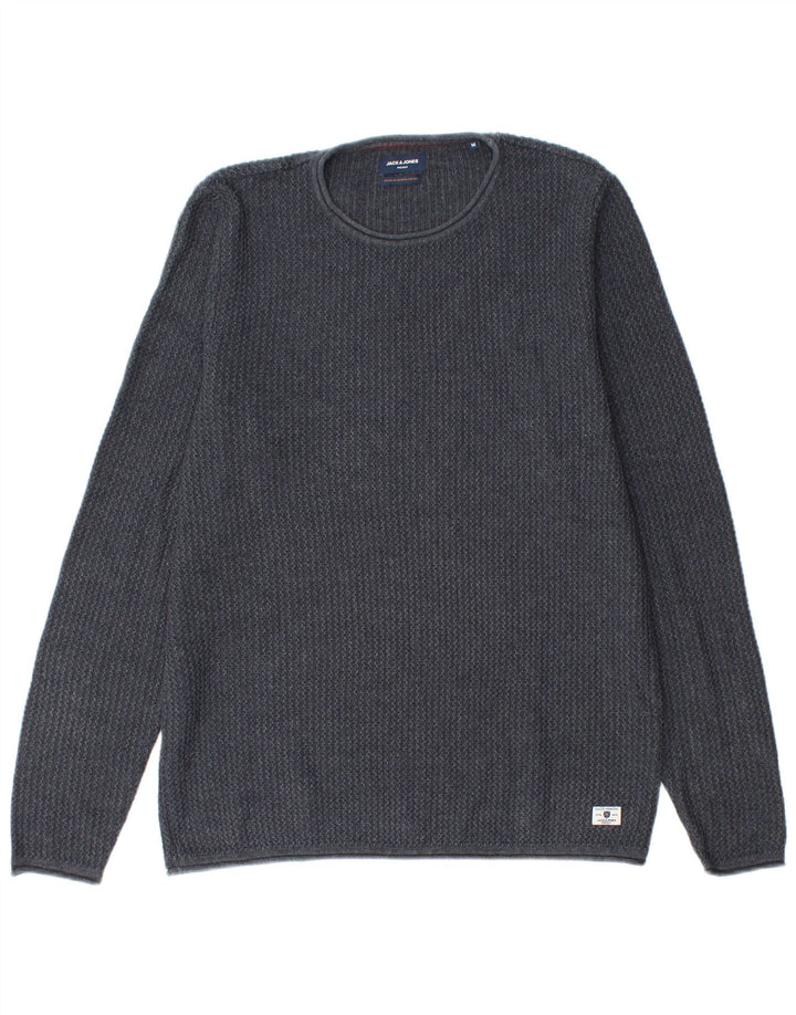 Suéter masculino Jack & Jones com gola redonda, algodão azul marinho médio