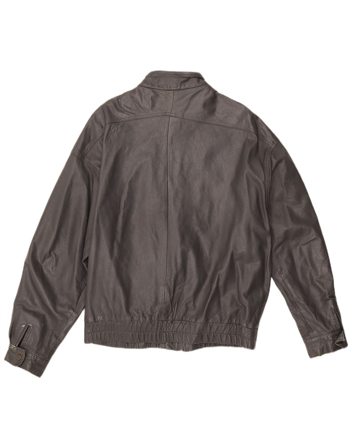 Jaqueta de couro masculina vintage IT 54 2XL cinza